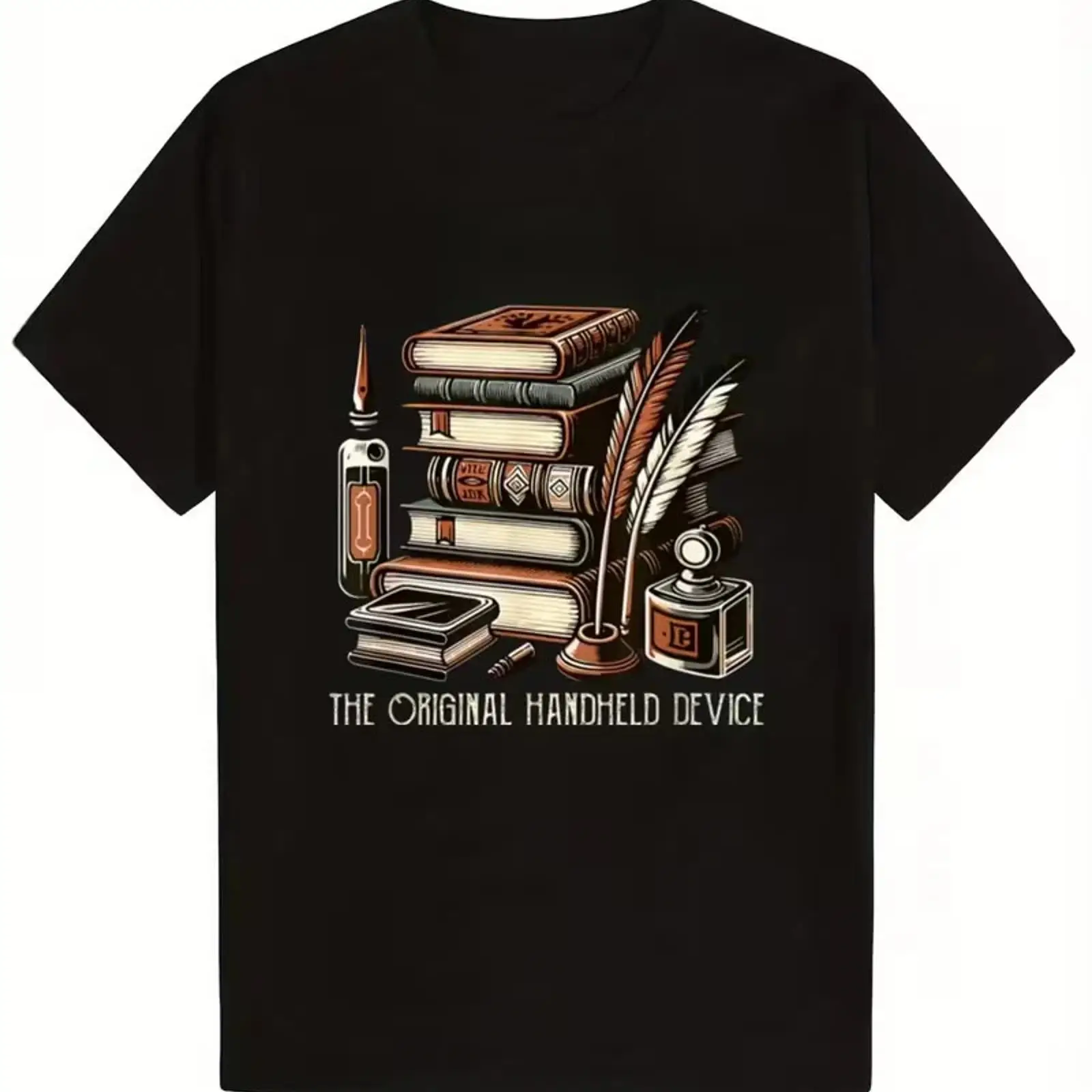 Vintage Fashion Library - เสื้อยืดผู้ชายลายหนังสือ น้ำหนักเบา สไตล์วินเทจ ดีไซน์ห้องสมุด พร้อมลายหนังสือ ลุควินเทจ