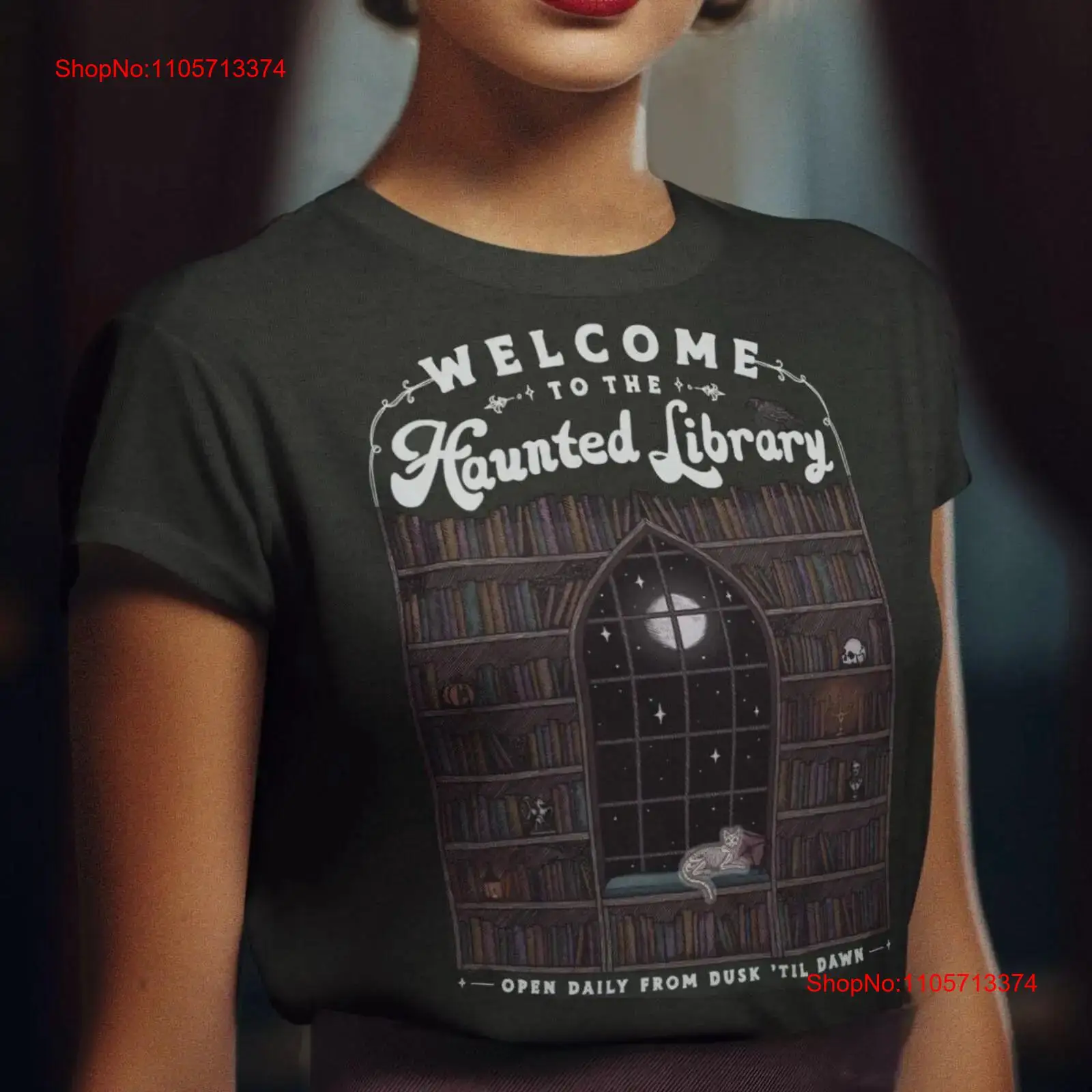 Vintage Fashion Library - ยินดีต้อนรับสู่ Haunted Library Bookish T Shirt