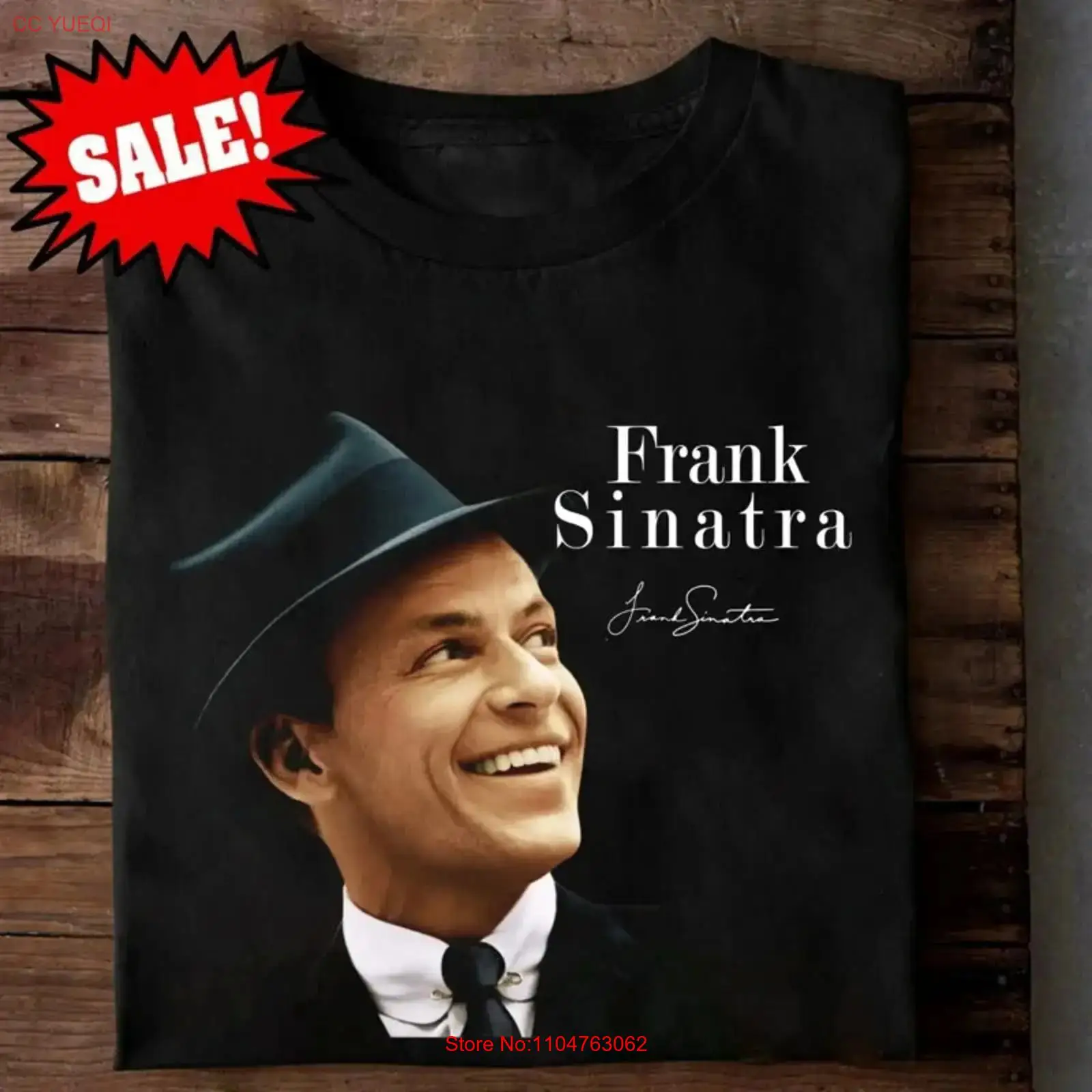 Vintage Fashion News - ใหม่ แฟรงค์ ซินตรา แบล็ค คอตตอน ทีเสื้อ
