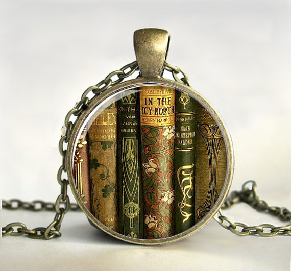 Vintage Fashion Library - ใหม่วันวาเลนไทน์ของขวัญหนังสือห้องสมุดสร้อยคอ Vintage Book Art Photo เครื่องประดับจี้