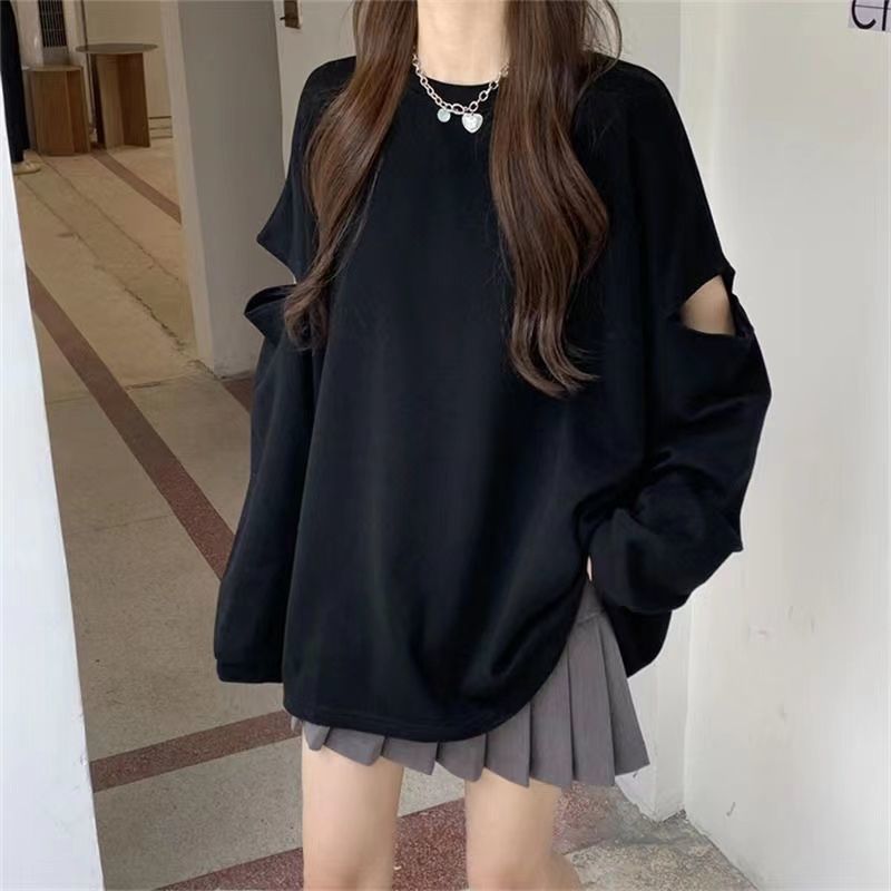 Vintage Fashion Uk - เสื้อผ้าผู้หญิง Hole Hollow Out หลวมแนวโน้มเสื้อ T
