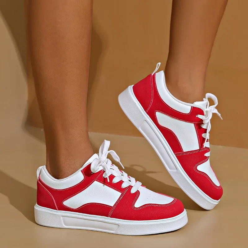 Vans Shoes Old Skool - 2024รองเท้าสเก็ตกีฬาสีขาวสีแดงขนาดใหญ่42รองเท้าผ้าใบลำลองข้อต่ำสำหรับผู้หญิงรองเท้าสเก็ตหนังใส่สบาย