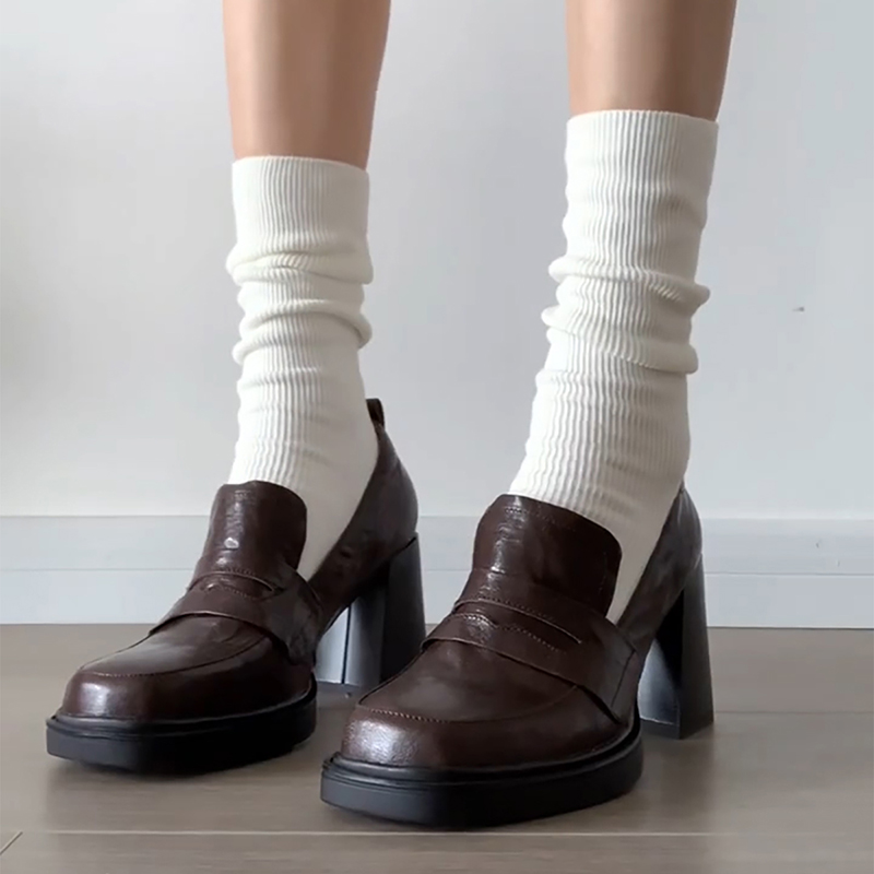 Vintage Fashion Designers - สไตล์วิทยาลัยผู้หญิงรองเท้า Loafer แฟชั่นตื้น SLIP บน VINTAGE