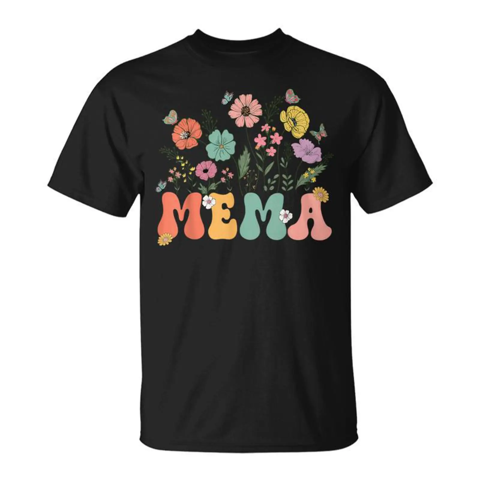 Vintage Fashion Uk - เสื้อยืดผู้หญิงลายดอกไม้ป่า Mema For Grandma สไตล์วินเทจจากอังกฤษ ซักได้