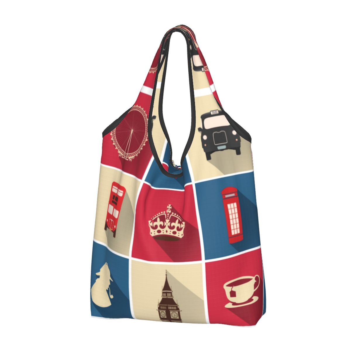 Vintage Fashion Uk - กระเป๋าสะพายไหล่ซื้อของชำลายธงอังกฤษแบบพกพาลายผ้าพันคอย้อนยุคแฟชั่นตามสั่ง