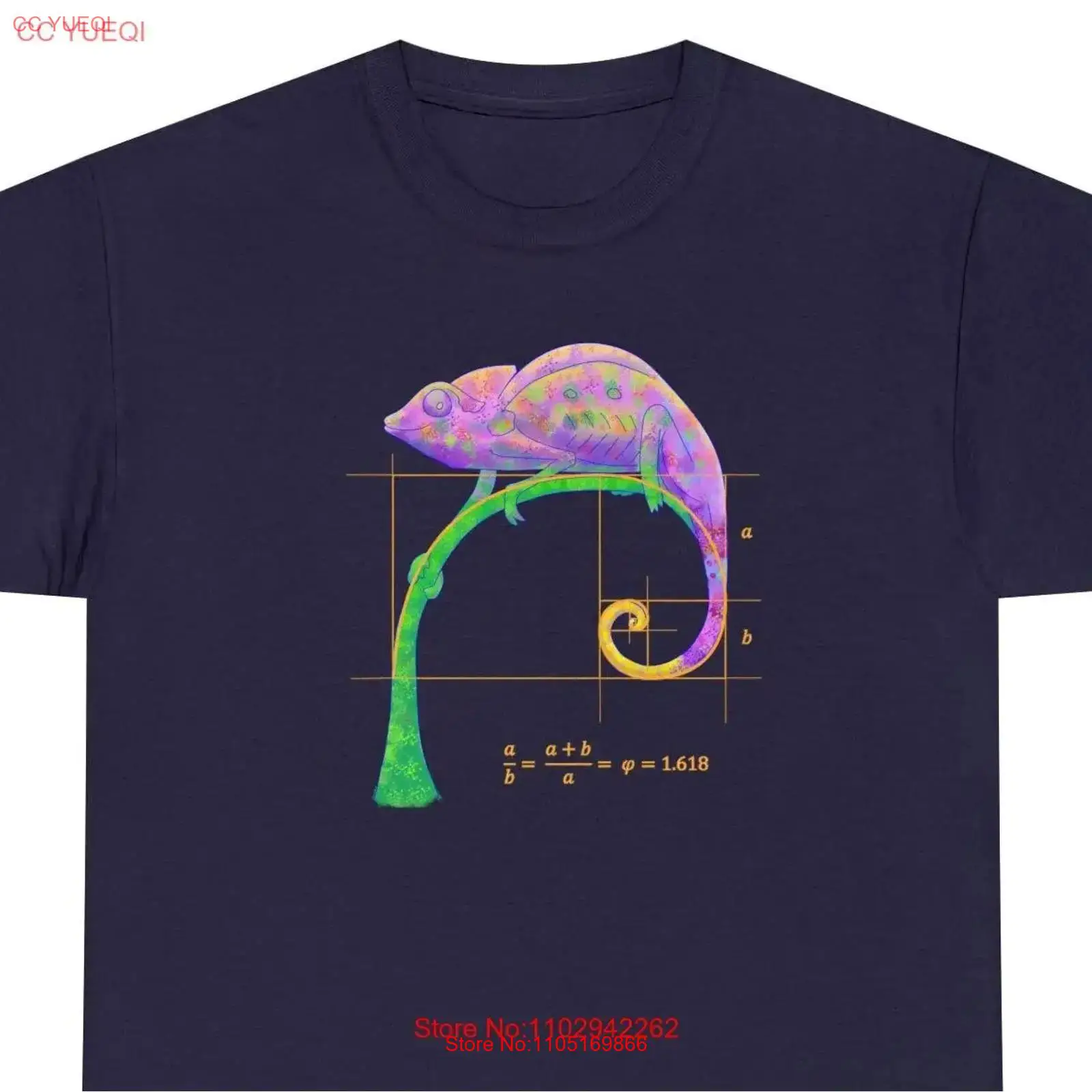 Vintage Fashion Uk - เสื้อยืด Fibonacci Chameleon ผู้จัดจำหน่ายในสหราชอาณาจักร สไตล์วินเทจ ลุคสตรีทแวร์