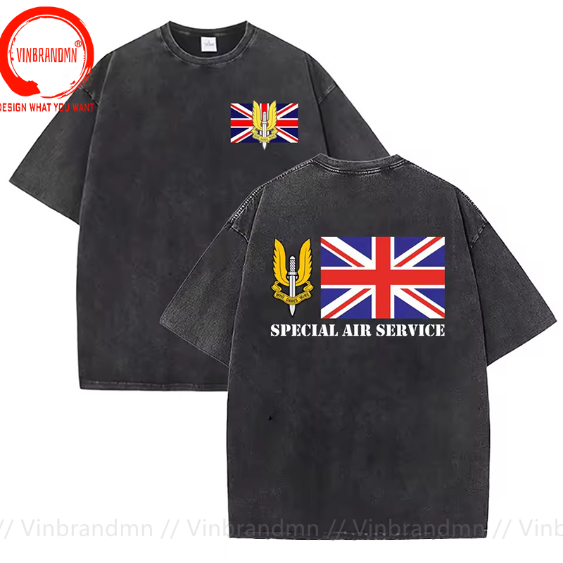Vintage Fashion Uk - เสื้อยืดผ้าฝ้ายวินเทจลายทหาร SAS ของอังกฤษ ของขวัญ เสื้อยืดลำลองแฟชั่น เสื้อยืดพลัสไซส์