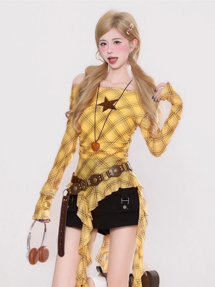 เสื้อยืดวินเทจลายสก๊อต Y2K สำห - Vintage Women Fashion บทวิจารณ์และราคา