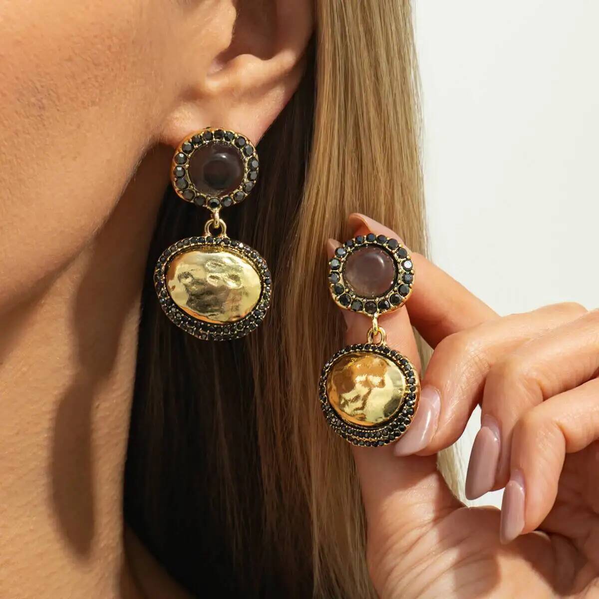 ต่างหูทรงรีเรขาคณิตทันสมัย Ing - Z Vintage Fashion บทวิจารณ์และราคา