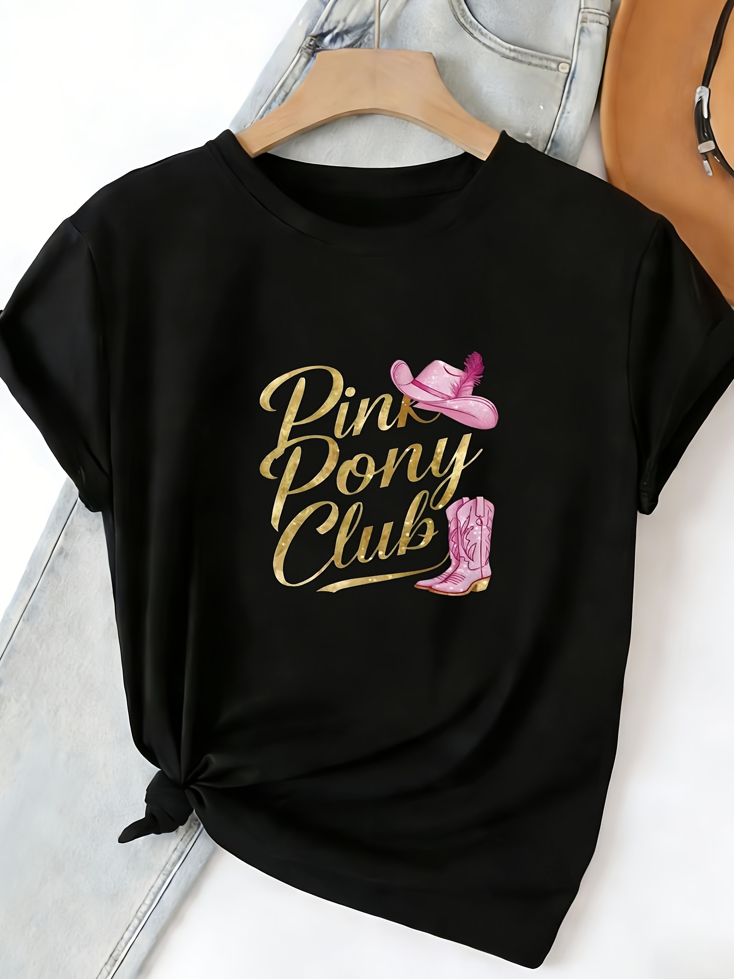 เสื้อยืดคอกลมแขนสั้นสีดำสำหรับ - Vintage Fashion Club บทวิจารณ์และราคา