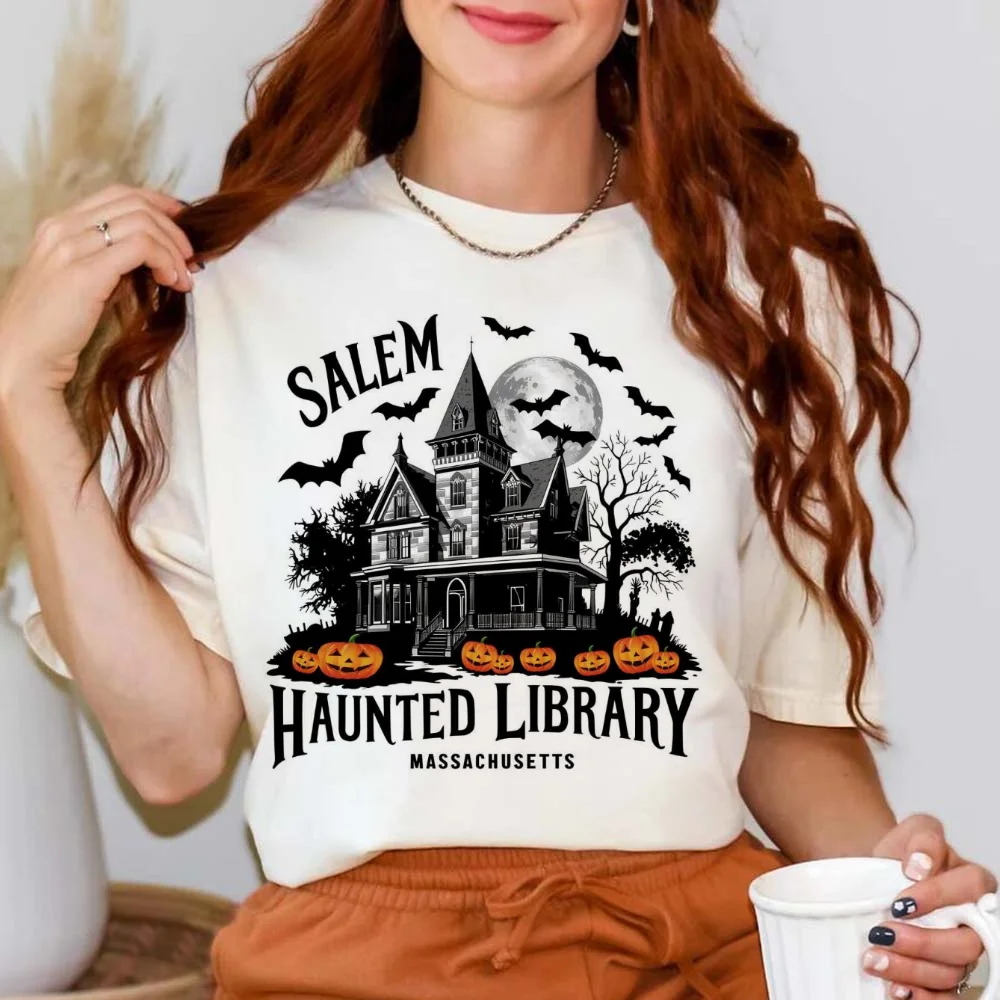 เสื้อยืดลายฮาโลวีนแขนสั้นทรงหล - Vintage Fashion Library บทวิจารณ์และราคา