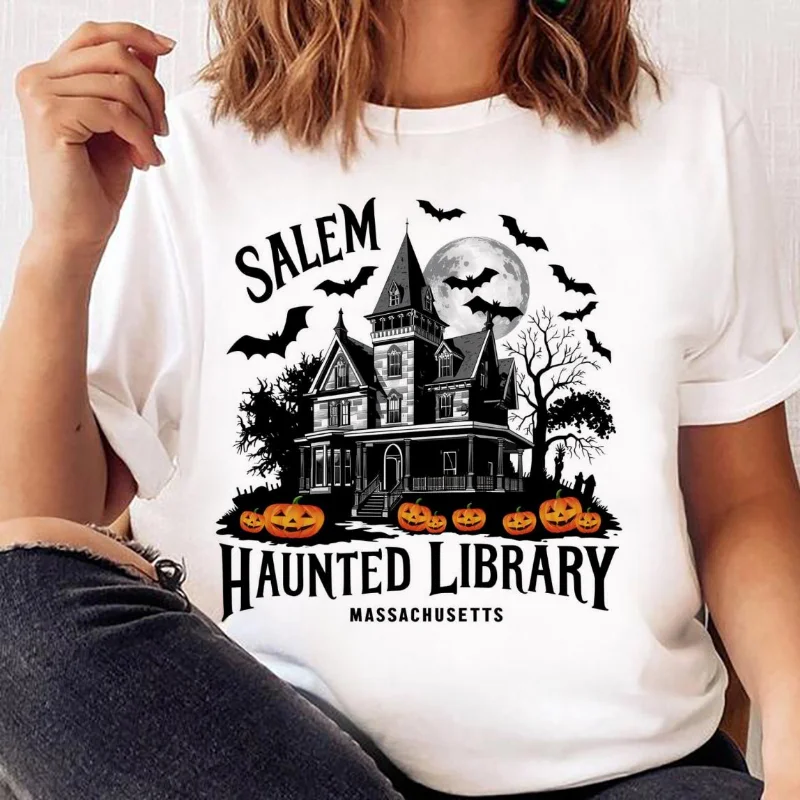 เสื้อยืดลายฮาโลวีนแขนสั้นทรงหล - Vintage Fashion Library บทวิจารณ์และราคา