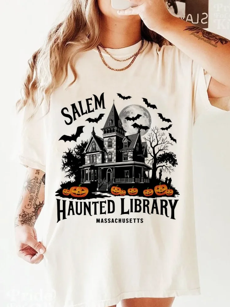 เสื้อยืดลายฮาโลวีนแขนสั้นทรงหล - Vintage Fashion Library บทวิจารณ์และราคา