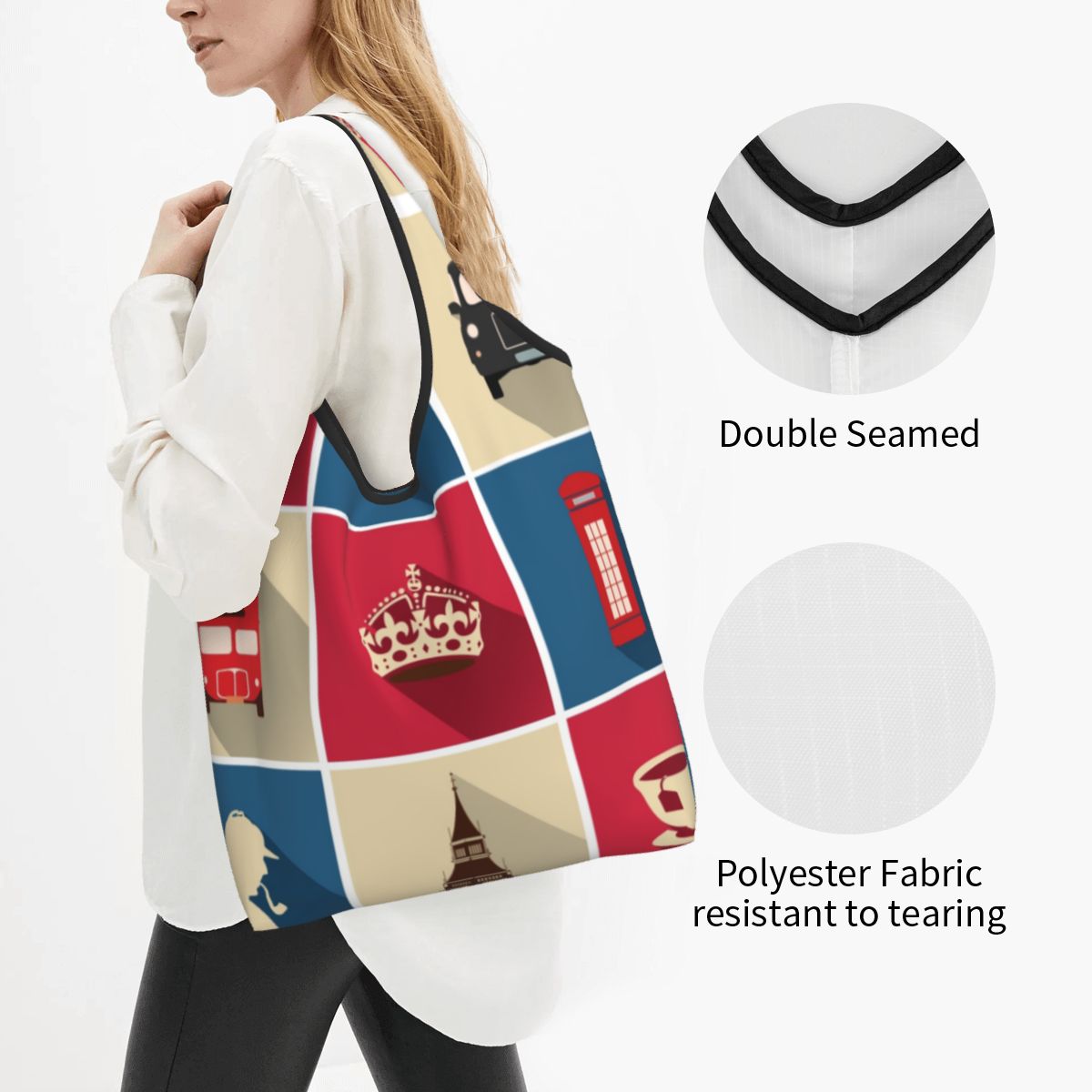 กระเป๋าสะพายไหล่ซื้อของชำลายธง - Vintage Fashion Uk บทวิจารณ์และราคา
