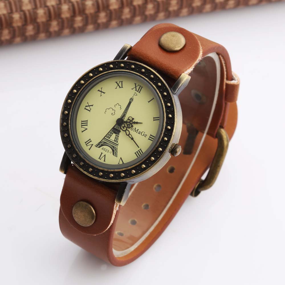สตรีนาฬิกาแฟชั่นผู้หญิงสายรัดน - Vintage Fashion Paris บทวิจารณ์และราคา
