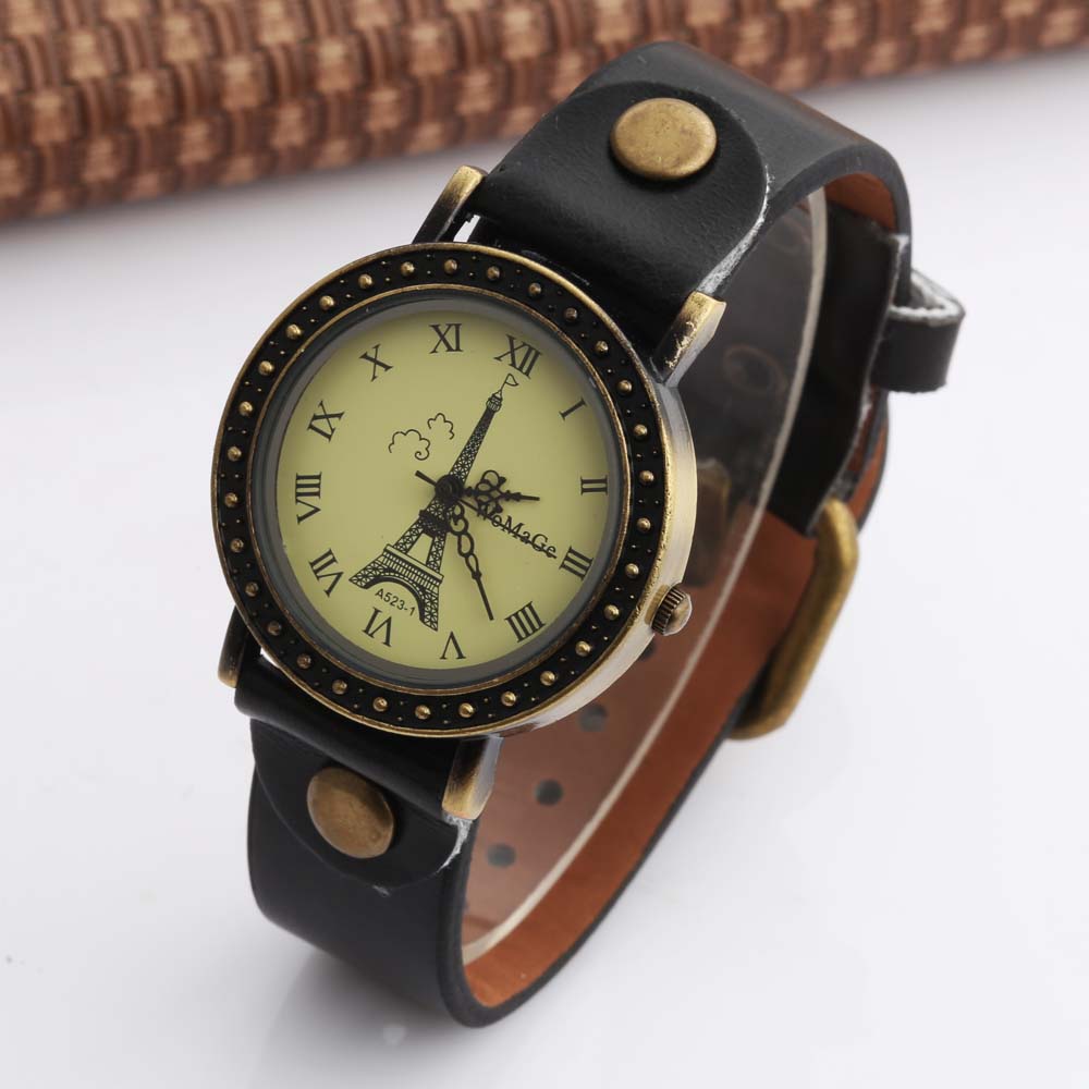สตรีนาฬิกาแฟชั่นผู้หญิงสายรัดน - Vintage Fashion Paris บทวิจารณ์และราคา