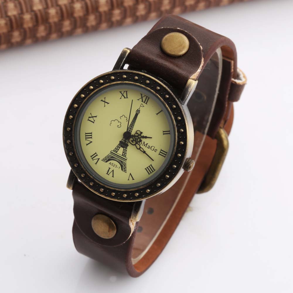 สตรีนาฬิกาแฟชั่นผู้หญิงสายรัดน - Vintage Fashion Paris บทวิจารณ์และราคา