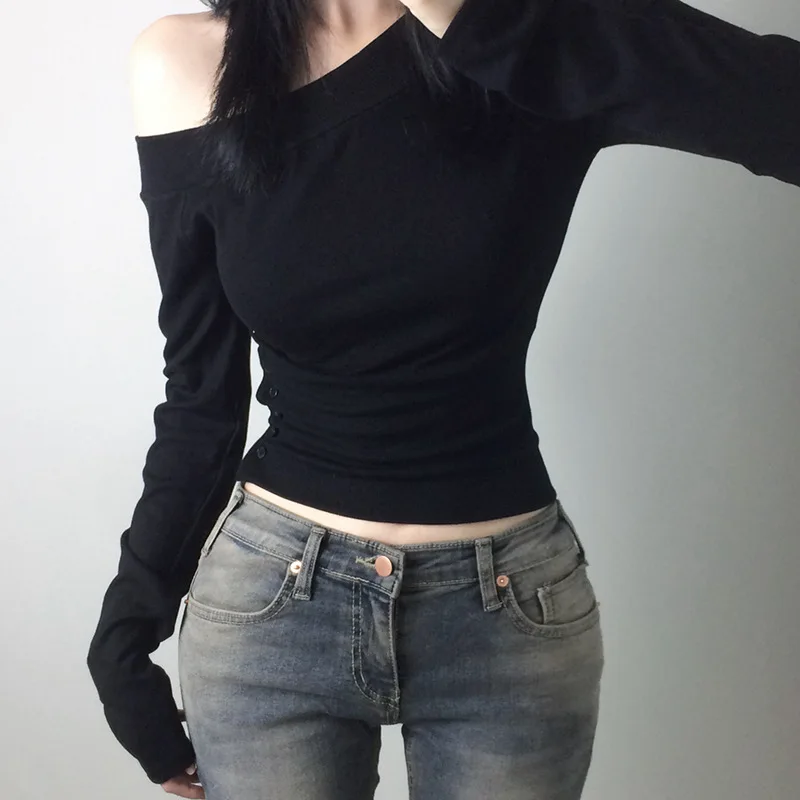 Y2K เสื้อยืดติดกระดุมสไตล์วินเ - Vintage Women Fashion บทวิจารณ์และราคา