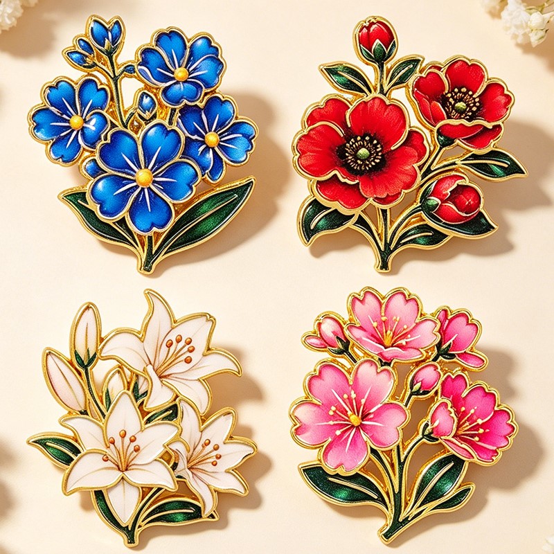 เข็มกลัดเคลือบสีสันสดใสลายดอกไ - Vintage Fashion Designers บทวิจารณ์และราคา