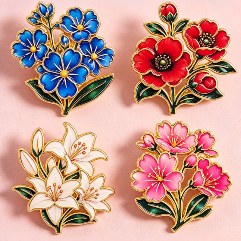 เข็มกลัดเคลือบสีสันสดใสลายดอกไ - Vintage Fashion Designers บทวิจารณ์และราคา