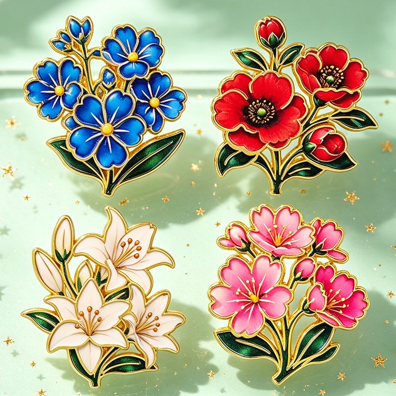 เข็มกลัดเคลือบสีสันสดใสลายดอกไ - Vintage Fashion Designers บทวิจารณ์และราคา